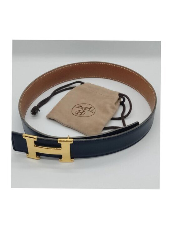 Authentic Hermès H Constance Reversible Black Brown Leather Belt Gold Buckle main image 7